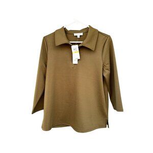 Rio & Rian New York Women's Dark Olive 1/4 Zip Preppy Shirt, Size Medium, NWT